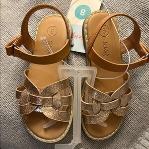 Cat & Jack Tan Gold Sandals with Braided Design